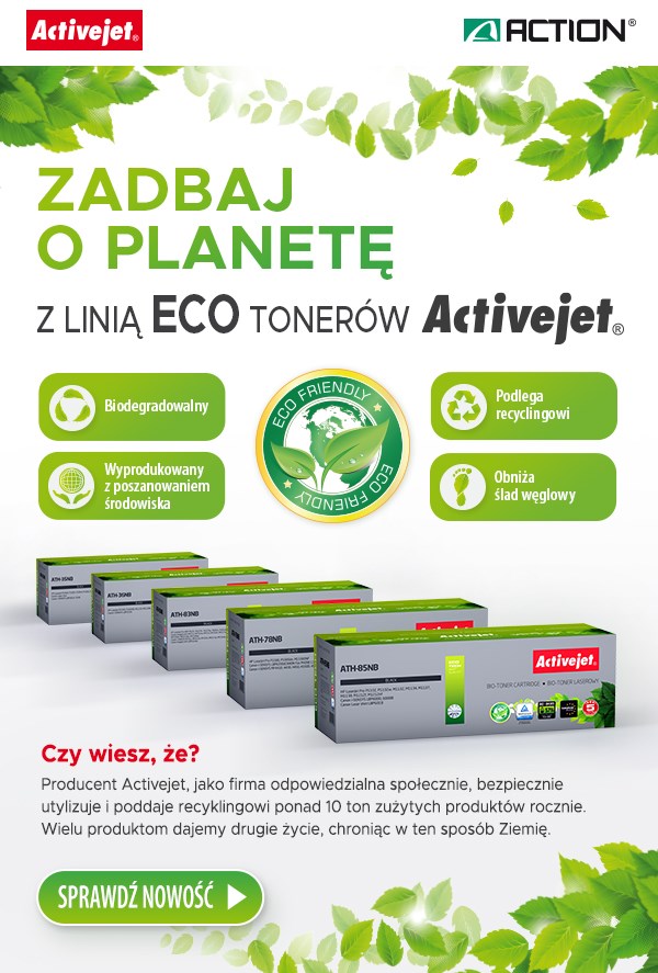 BIO Activejet ATH-36NB Toner (zamiennik HP 36A CB436A, Canon CRG-713; Supreme; 2000 stron; czarny). ECO Toner. Proszek w tonerze jest biodegradowalny. 57% Tonera jest pochodzenia biologicznego.