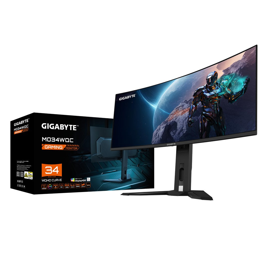 GIGABYTE MO34WQC monitor komputerowy 86,4 cm (34") 3440 x 1440 px Wide Quad HD OLED Czarny