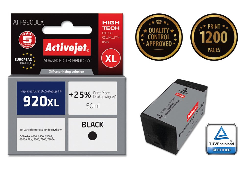 Activejet AH-920BCX Tusz (zamiennik HP 920XL CD975AE; Premium; 50 ml; czarny)