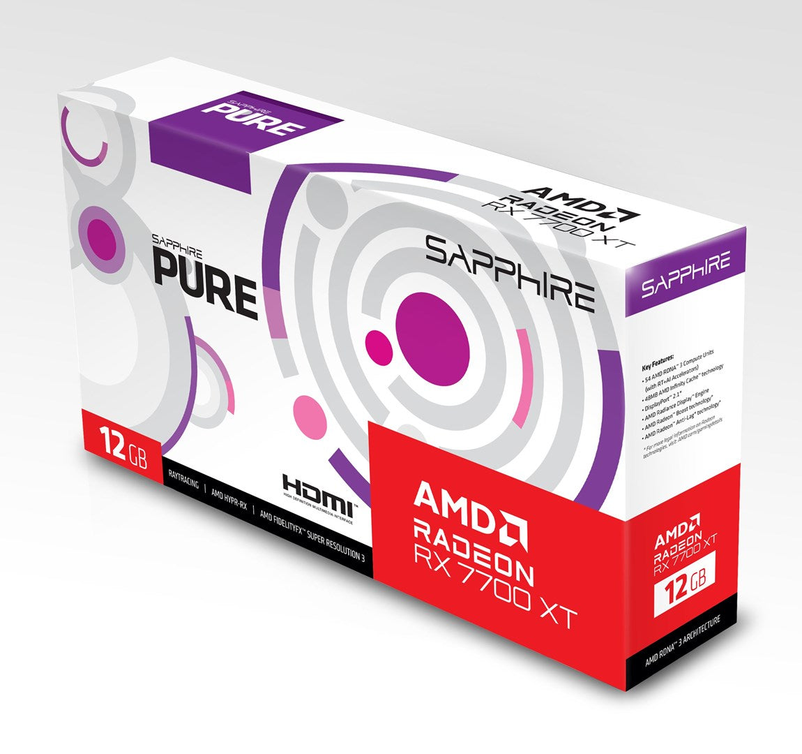 Karta graficzna SAPPHIRE RADEON RX 7700 XT PURE GAMING OC 12GB GDDR6 (WYPRZEDAŻ)
