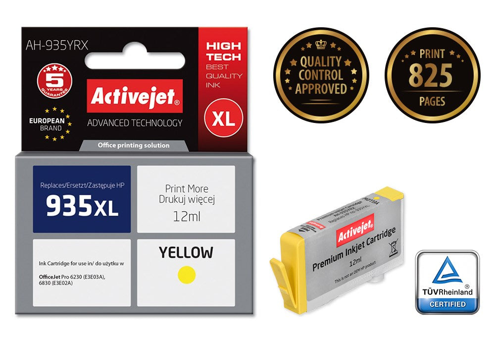 Activejet AH-935YRX Tusz (zamiennik HP 935XL C2P26AE; Premium; 12 ml; żółty)