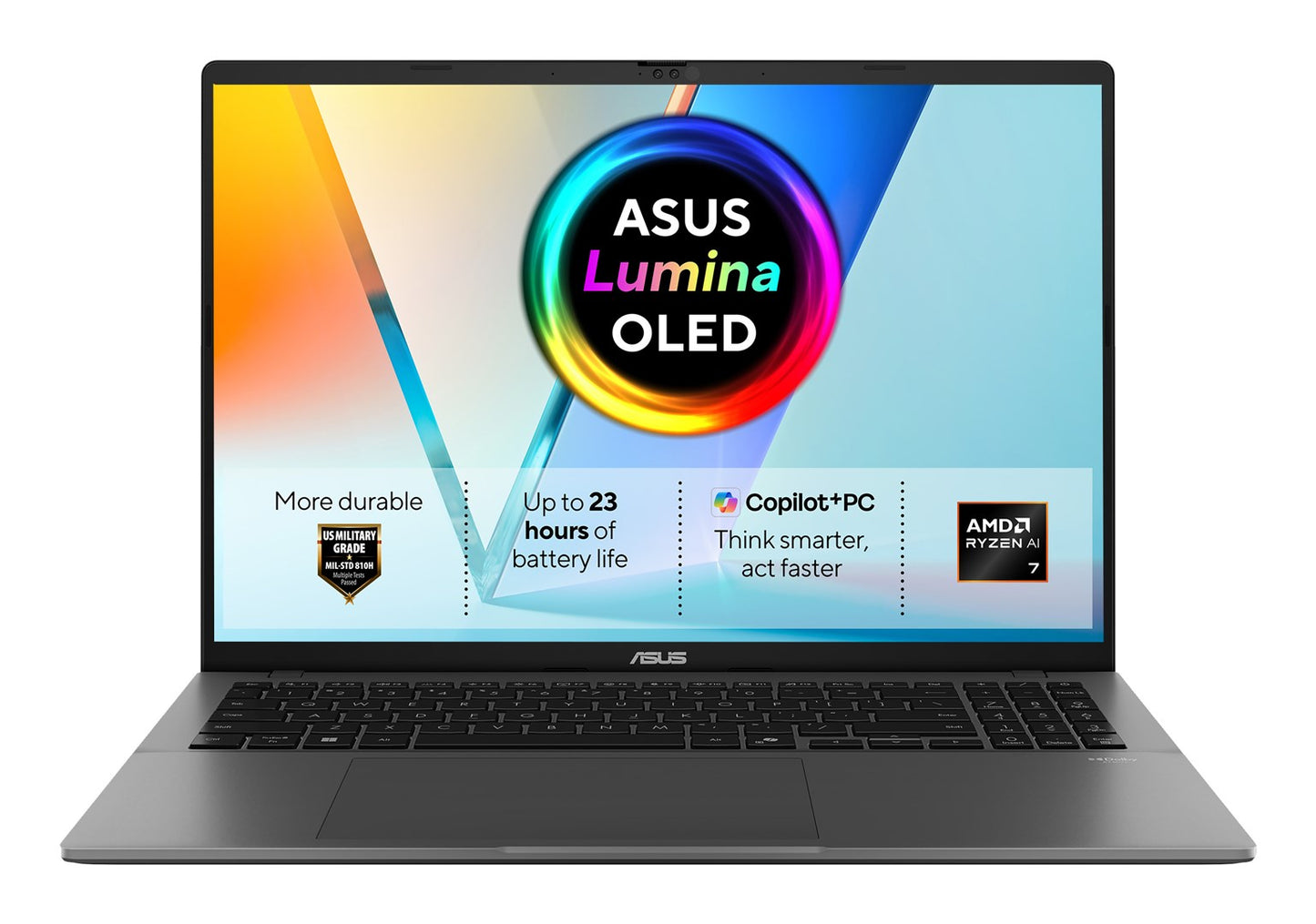ASUS Vivobook S16 M3607GA-SH011W Ryzen AI 7 445 16.0"FHD OLED 60Hz 300nits 16GB DDR5 SSD512 Radeon 840M Cam1080p+IR 70WHrs Win11 Aluminum Matte Gray