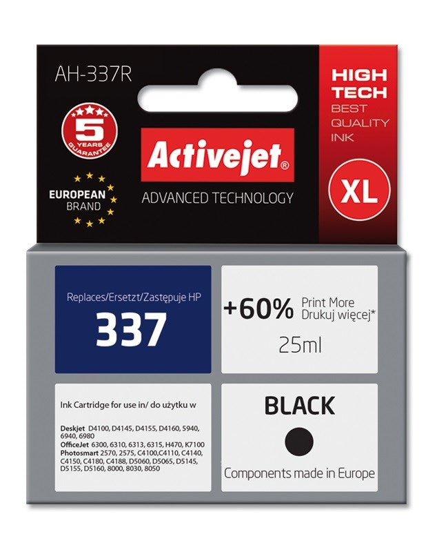 Activejet AH-337R Tusz  (zamiennik HP 337 C9364EE; Premium; 25 ml; czarny)