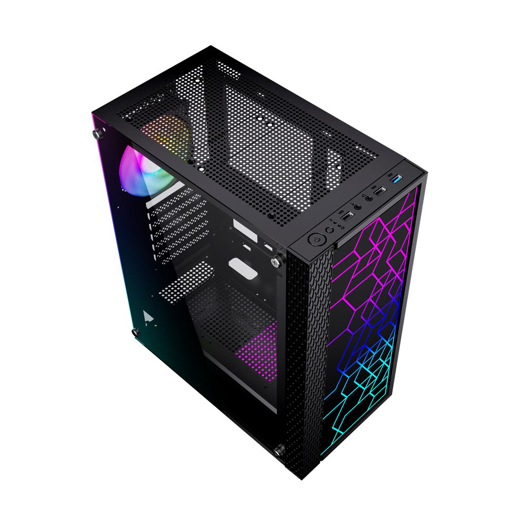 GEMBIRD OBUDOWA FORNAX 2500 MIDI-TOWER (1X USB 3.0, 2X USB 2.0, HD AUDIO, SZKLANY PANEL BOCZNY) CZARNA