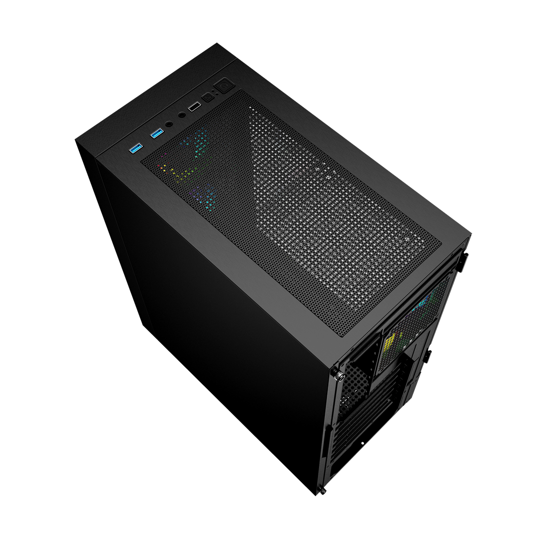 GEMBIRD OBUDOWA FORNAX 4000 MIDI-TOWER (2X USB 3.0, 1X USB 2.0, HD AUDIO, SZKLANY PANEL BOCZNY, PODŚWIETLENIE ARGB) CZARNA