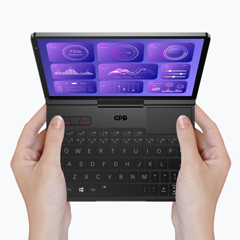 Laptop GPD-Pocket-4 Ryzen 7 8840U/8" WQXGA (2560x1600) Touchscreen 144Hz IPS/x360/LAN/16GB/SSD 1TB/BT/BLKB/FPR/x360/Radeon 780M 3GB/Win 11 Graphite