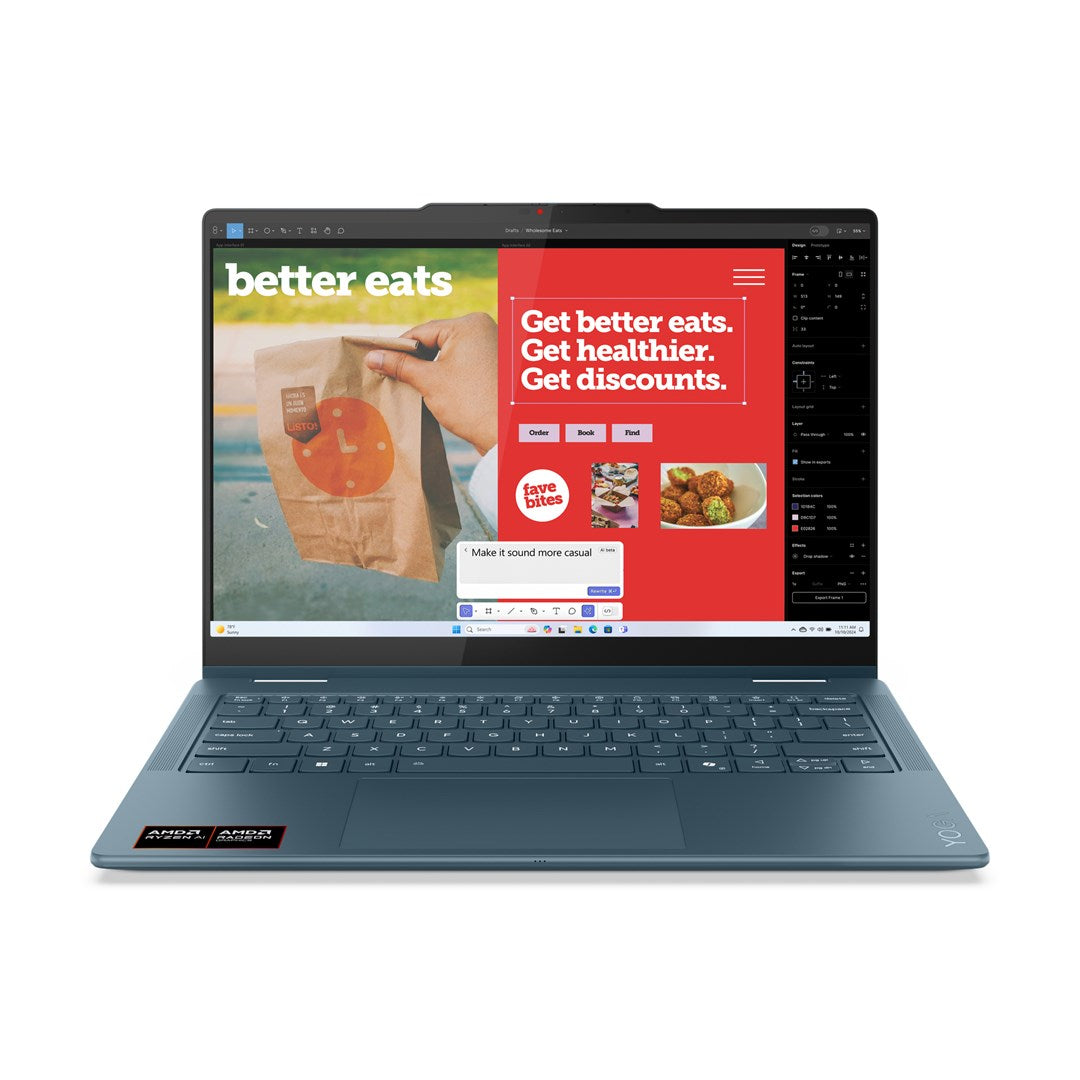 Lenovo Yoga 7 2-in-1 14AKP10 Ryzen AI 5 340 14.0"WUXGA Touch OLED 400nits Glossy 60Hz 16GB LPDDR5-6400 SSD512 Radeon 840M Graphics Cam 5.0MP 70Wh Win11 Tidal Teal