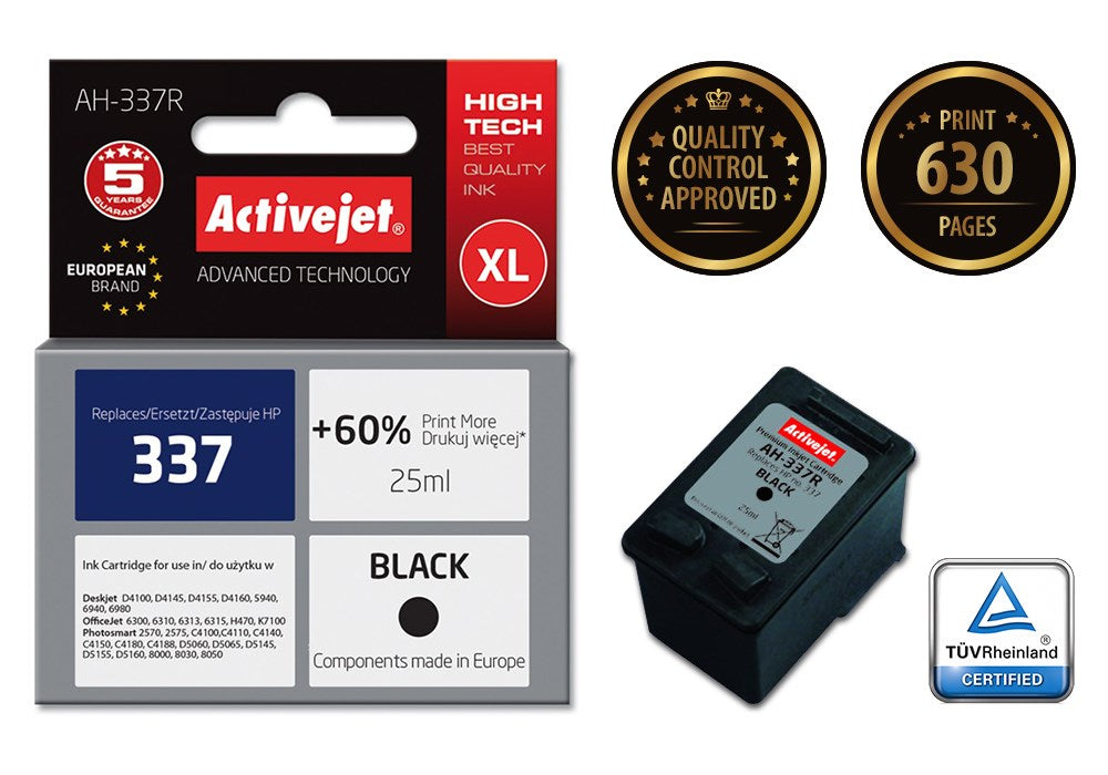 Activejet AH-337R Tusz  (zamiennik HP 337 C9364EE; Premium; 25 ml; czarny)