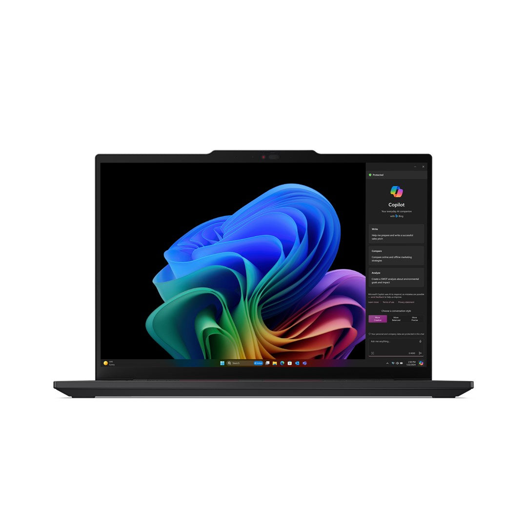 Lenovo ThinkPad T14s 14" Systemy ochrony przed włamaniem (IPS) WUXGA 1920 x 1200 pikseli Powłoka przeciwodblaskowa Lwia paszcza X Elite X1E-78-100 32 GB Lutowany LPDDR5x Pojemność dysku SSD 1000 GB Karta graficzna Qualcomm Ad