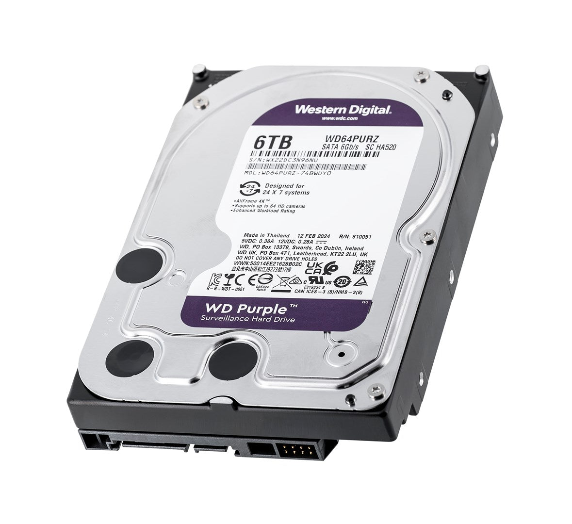 Dysk HDD WD Purple WD64PURZ (6 TB ; 3.5"; 256 MB; 5400 obr/min)