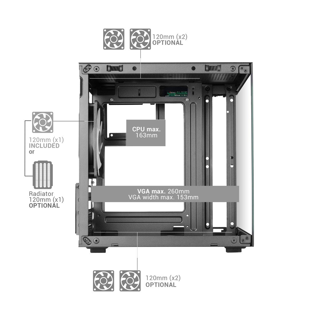 TACENS MARS MC-CUBE 1xARGB USB-C mATX- obudowa/cases