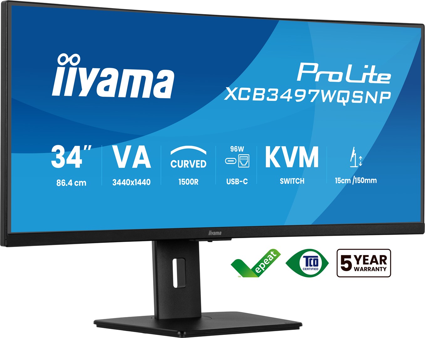 Monitor iiyama XCB3497WQSNP-B1 34" - Płaski ekran - 86,4 cm