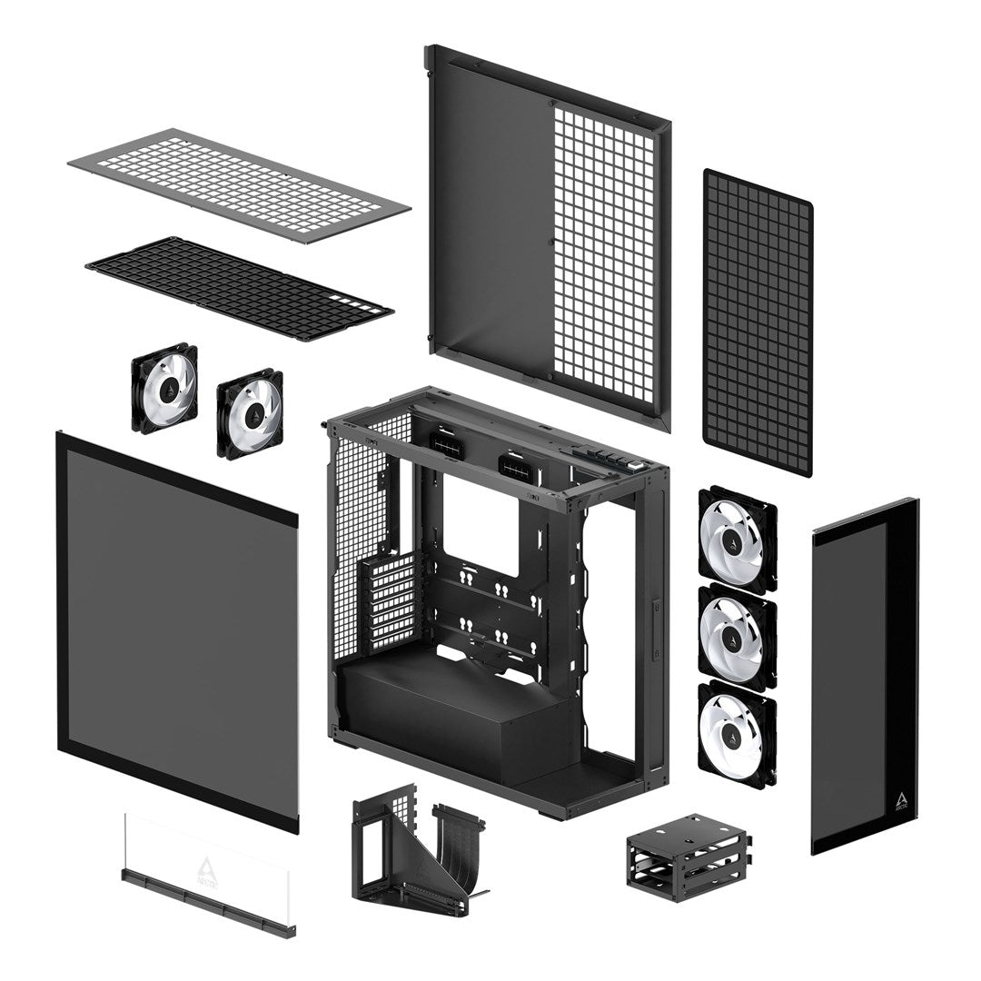 Obudowa Arctic Xtender Schwarz z oknem z GPU mountem