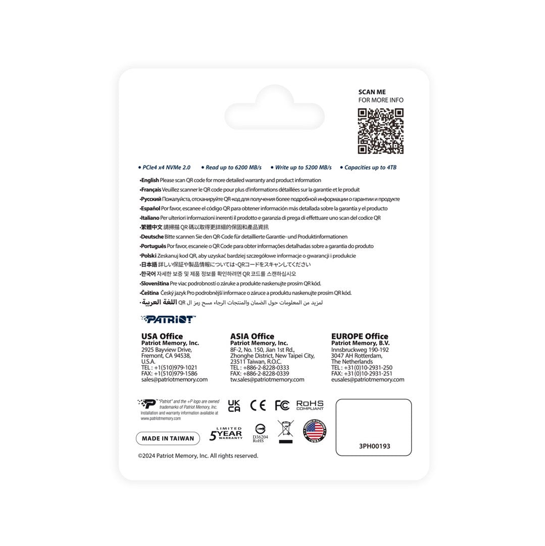 SSD Patriot P400 V4 4TB M.2 2280 PCI-E x4 Gen4 NVMe