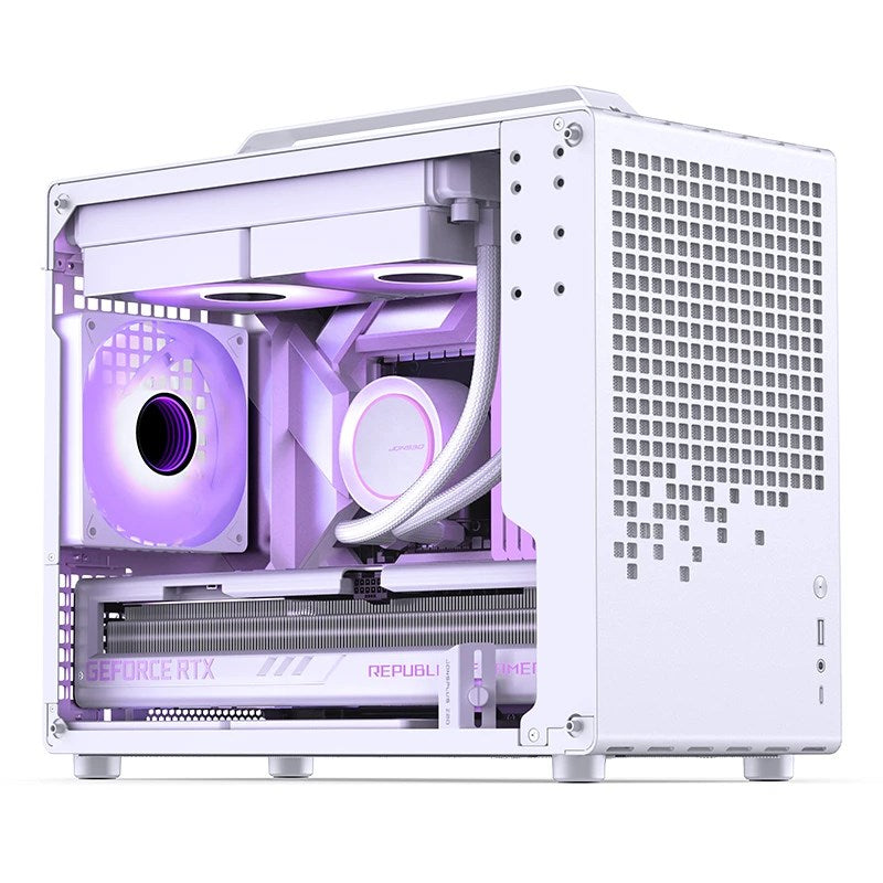 Obudowa Jonsplus Z20 GEJP-023 Mesh PC, Mini Tower, Micro-ATX, z uchwytem do przenoszenia - biała
