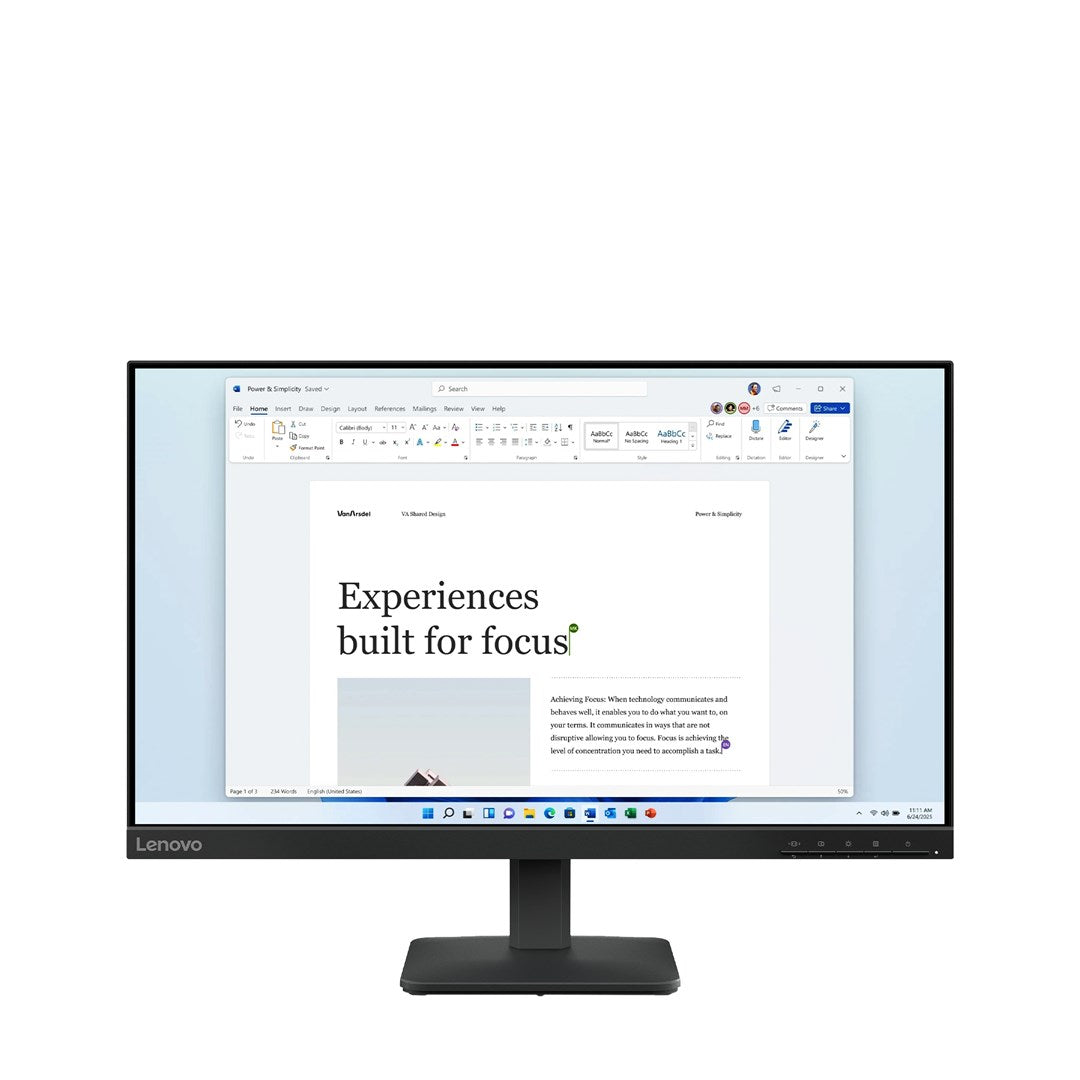 Lenovo L24-4e 23.8"FHD IPS 100Hz 250nits AG HDMI, VGA Raven Black