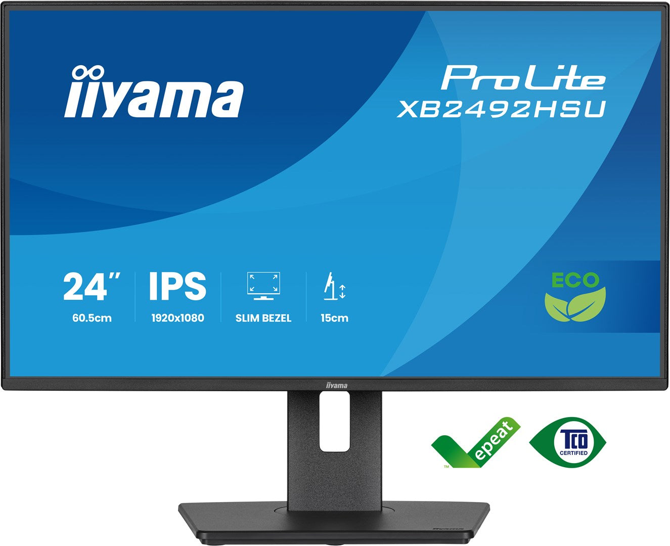 Monitor iiyama ProLite 24-calowy panel IPS Full HD z wąskimi ramkami, klasą energetyczną B, regulowaną wysokością