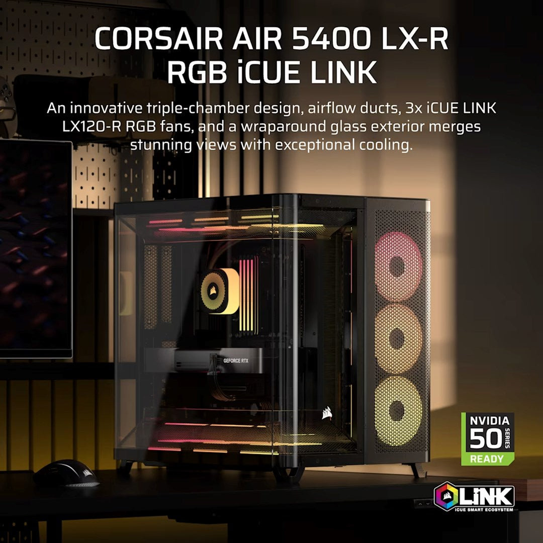 Obudowa Corsair AIR 5400 LX-R LINK Tempered Glass Mid-Tower, Black