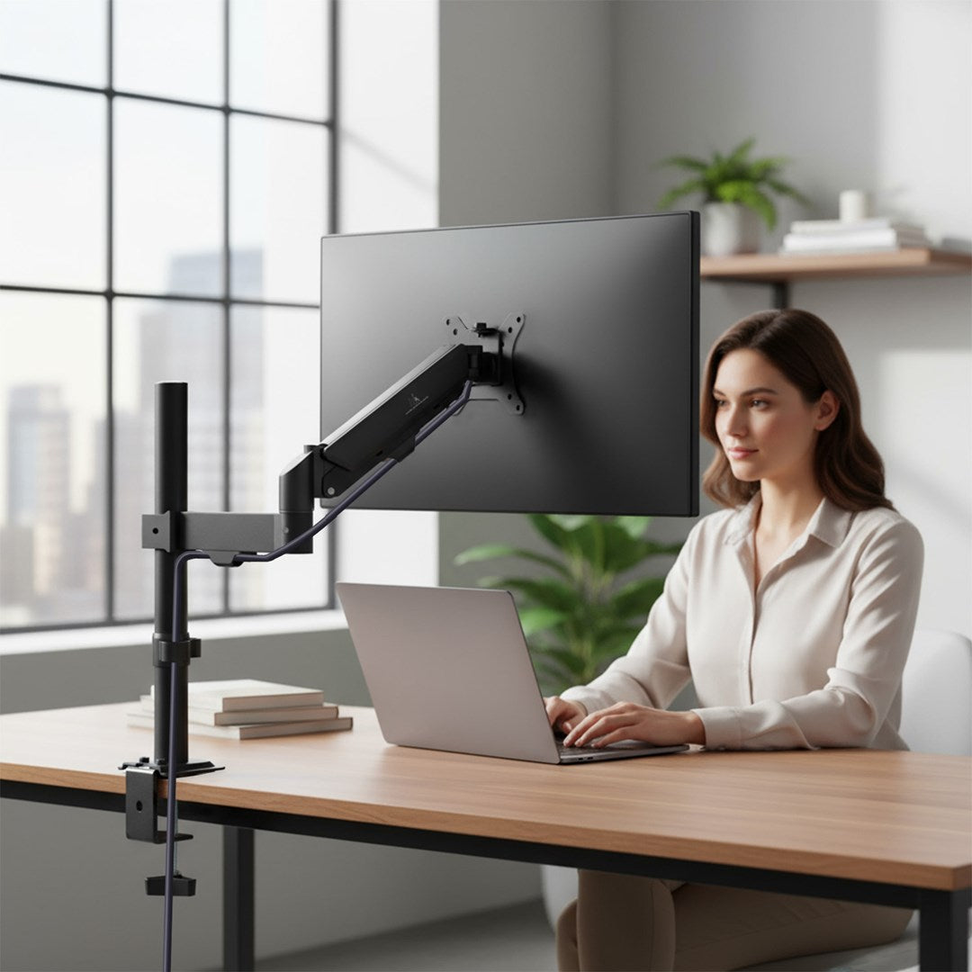 MACLEAN UCHWYT NA MONITOR, SPRĘŻYNA GAZOWA, 17"-32", 2-10KG, CZARNY MC-135