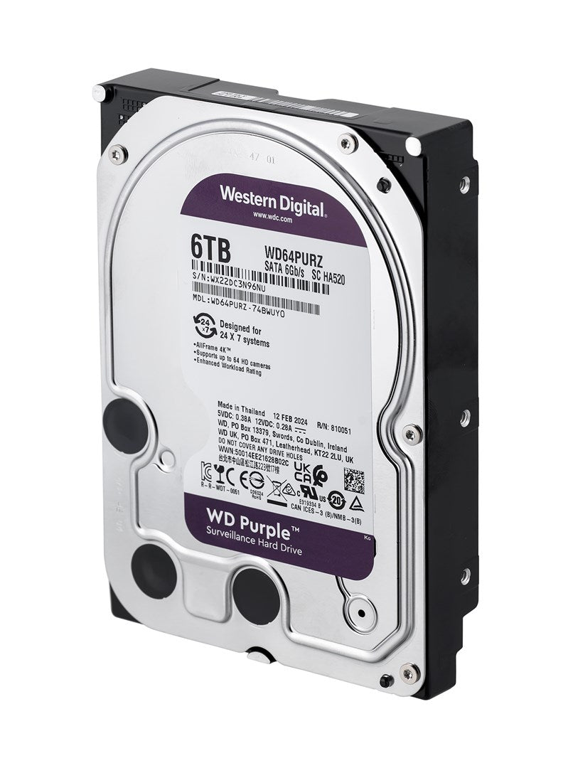 Dysk HDD WD Purple WD64PURZ (6 TB ; 3.5"; 256 MB; 5400 obr/min)