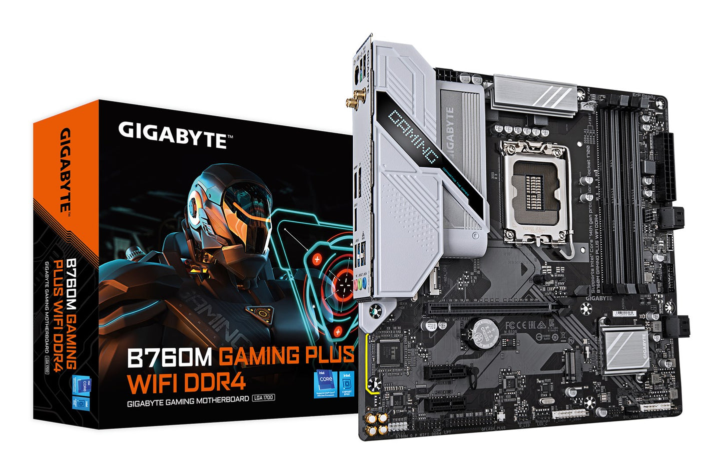 Płyta główna Gigabyte B760M GAMING PLUS WIFI DDR4 (wersja 1.0) | Rodzina procesorów Intel | Gniazdo procesora LGA1700 | Pamięć DDR4 | Obsługiwane interfejsy dysków twardych SATA, M.2 | Ilość złączy SATA: 4