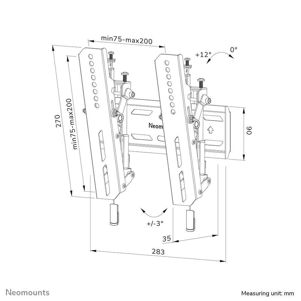 Neomounts WL35S-850BL12 uchwyt do telewizorów 165,1 cm (65") Czarny