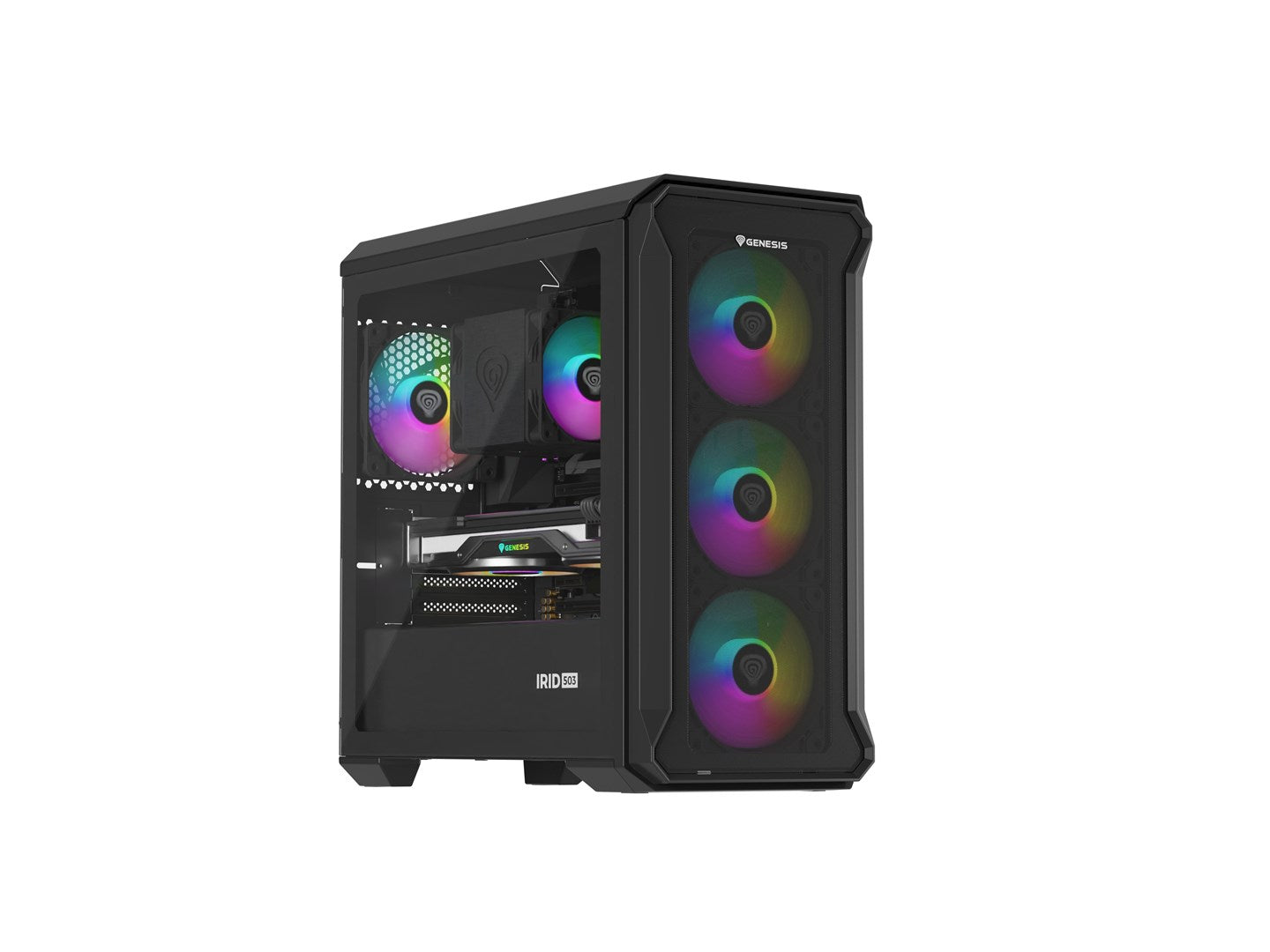 Obudowa NATEC Genesis Irid 503 ARGB NPC-1559 (Micro ATX. Mini ITX; kolor czarny)