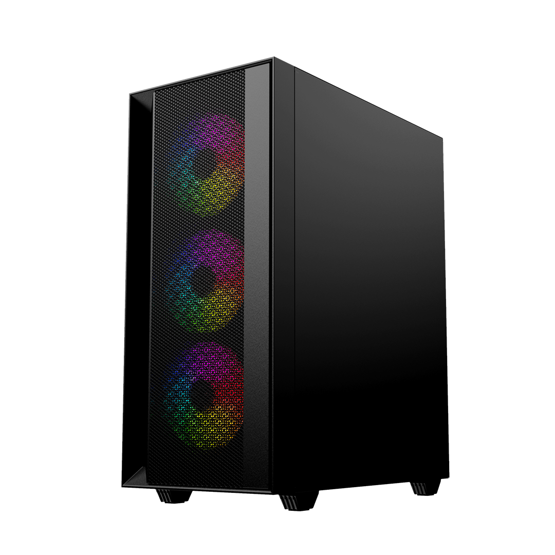 GEMBIRD OBUDOWA FORNAX 4000 MIDI-TOWER (2X USB 3.0, 1X USB 2.0, HD AUDIO, SZKLANY PANEL BOCZNY, PODŚWIETLENIE ARGB) CZARNA