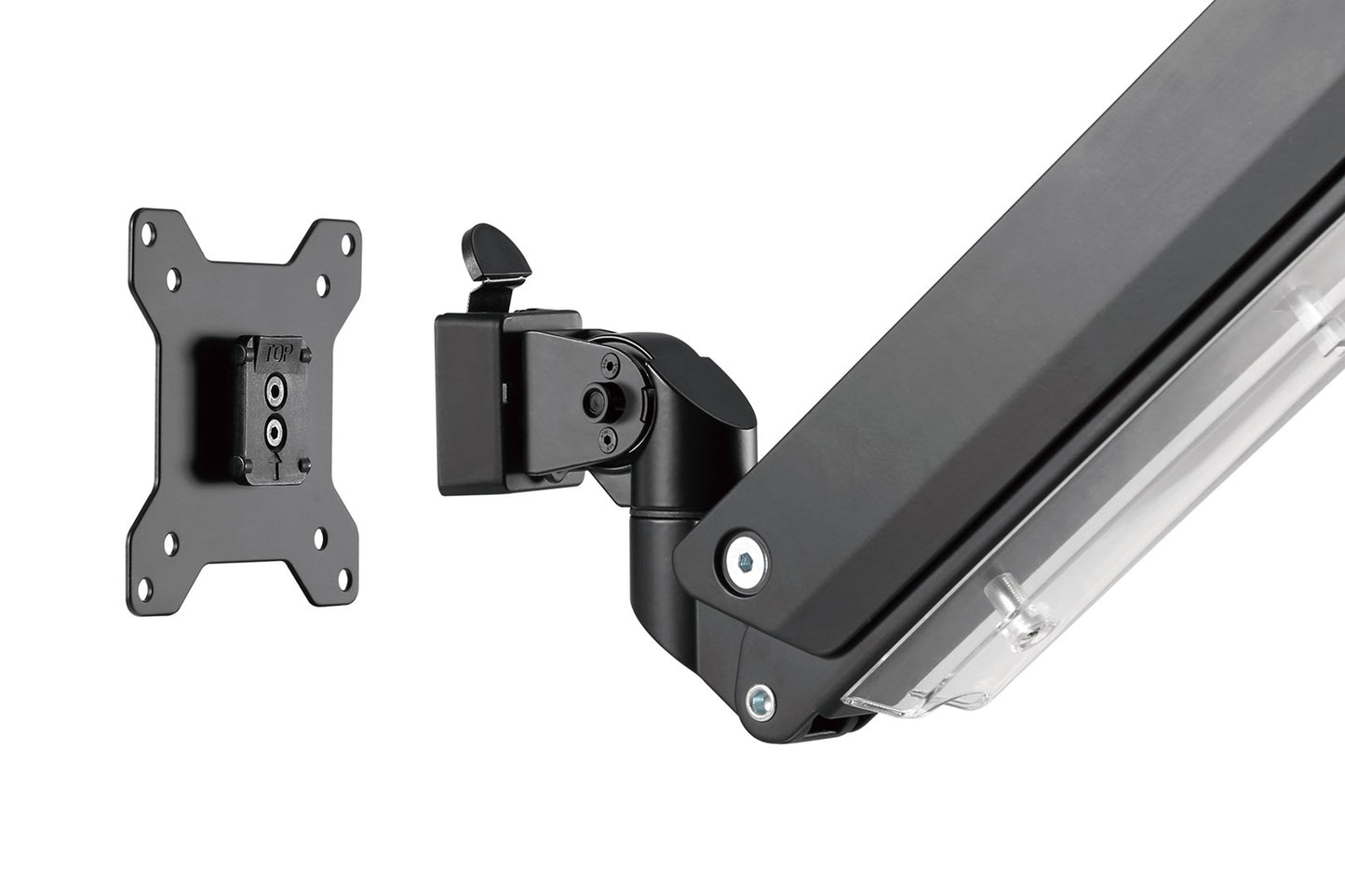 Ramię biurkowe pojedyńcze z zaciskiem 1xLCD z sprężyną gazową max. 35" i 15kg