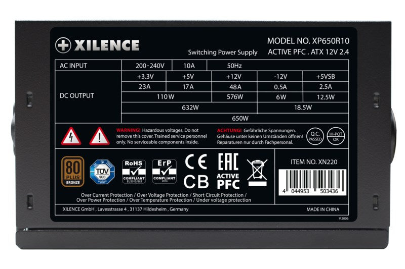Xilence XN225 moduł zasilaczy 650 W 20+4 pin ATX ATX Czarny, Czerwony