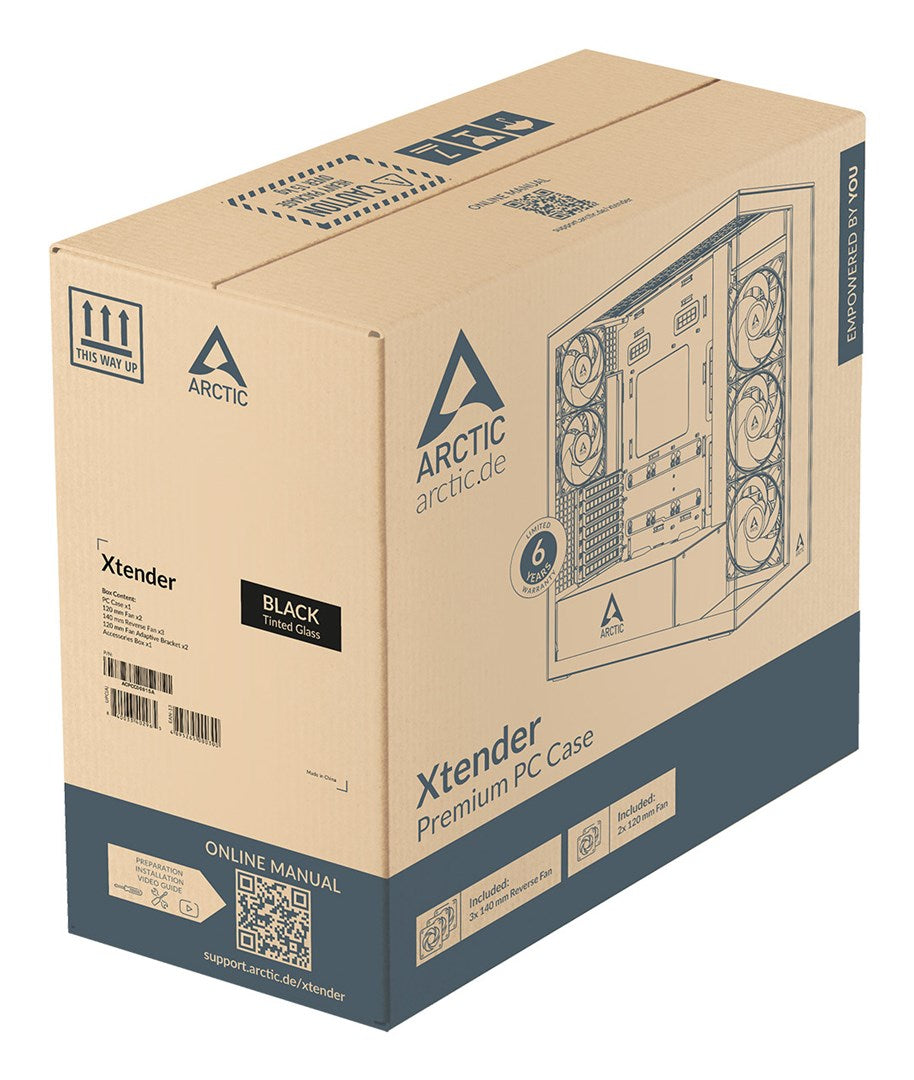 Obudowa Arctic Xtender Schwarz z oknem z GPU mountem