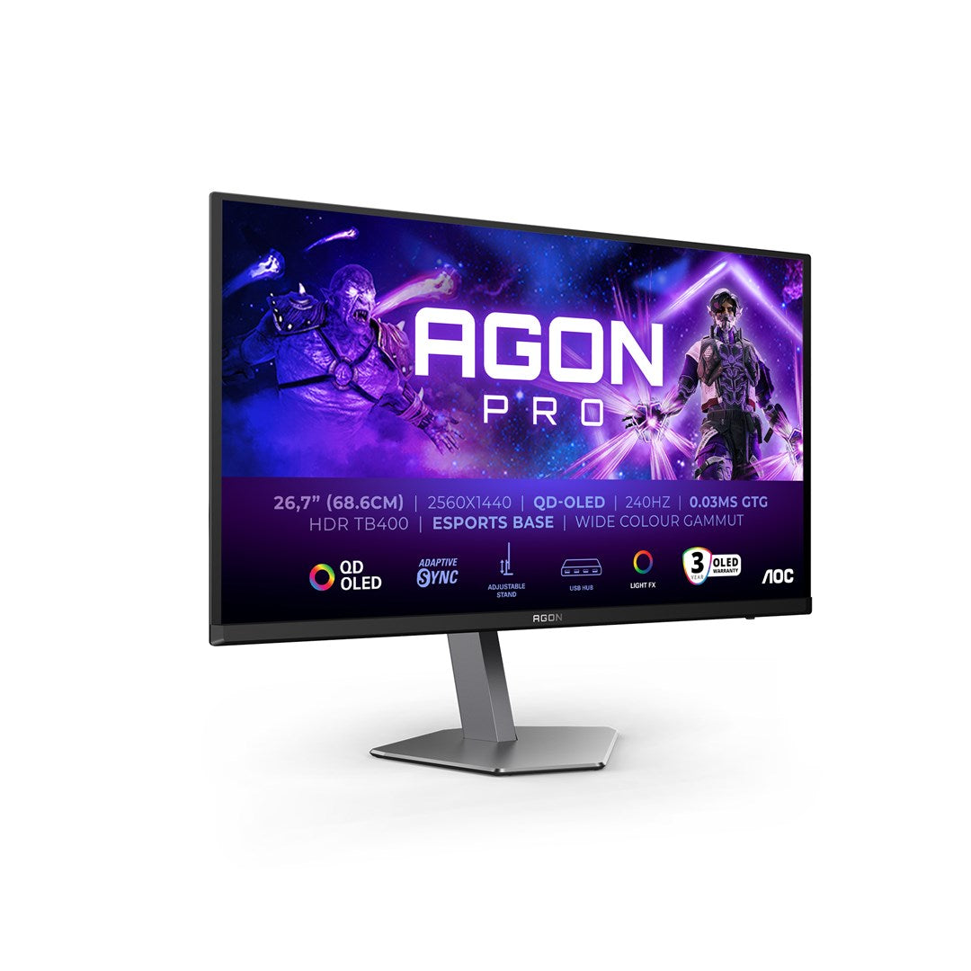 Monitor komputerowy AOC AGON PRO AG276QZD2 26.7" 2560 x 1440 px Quad HD QD-OLED Szary