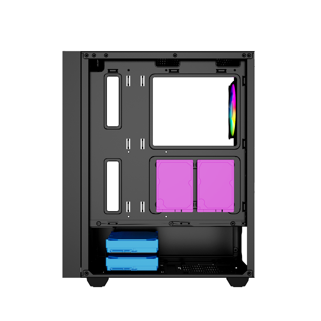 GEMBIRD OBUDOWA FORNAX 4000 MIDI-TOWER (2X USB 3.0, 1X USB 2.0, HD AUDIO, SZKLANY PANEL BOCZNY, PODŚWIETLENIE ARGB) CZARNA