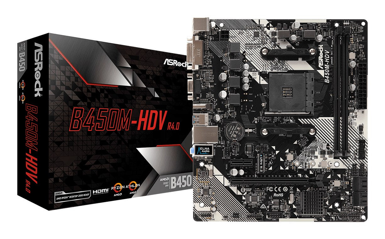 Płyta główna Asrock B450M-HDV R4.0 (AM4; 2x DDR4 DIMM; Micro ATX)