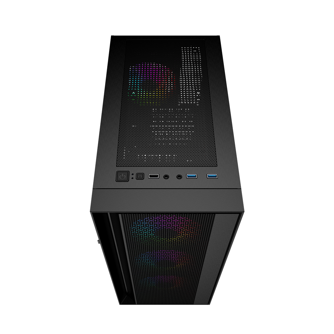 GEMBIRD OBUDOWA FORNAX 4000 MIDI-TOWER (2X USB 3.0, 1X USB 2.0, HD AUDIO, SZKLANY PANEL BOCZNY, PODŚWIETLENIE ARGB) CZARNA