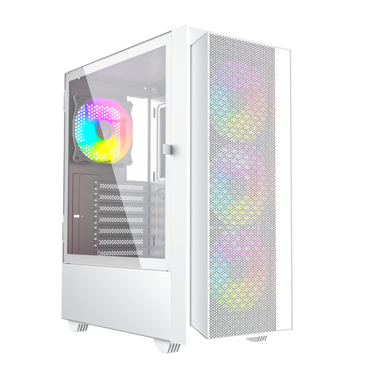 GEMBIRD OBUDOWA FORNAX 4000W MIDI-TOWER (2X USB 3.0, 1X USB 2.0, HD AUDIO, SZKLANY PANEL BOCZNY, PODŚWIETLENIE ARGB) BIAŁA