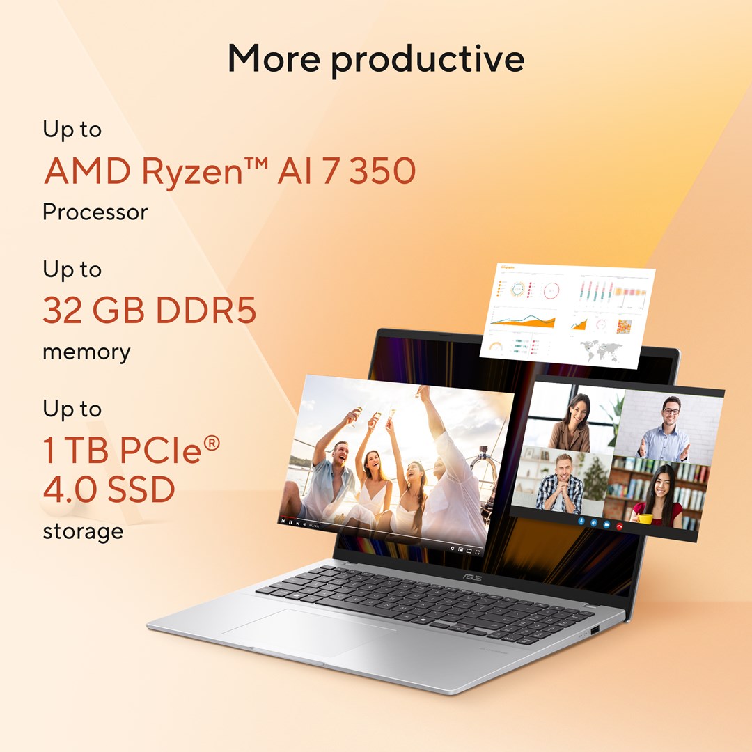 ASUS Vivobook 16 M1607KA-MB164W Ryzen AI 5 330 16.0"WUXGA IPS-level Panel 60Hz 300nits AG 16GB DDR5 SSD512 Radeon Graphics WLAN+BT Cam1080p+IR 42WHrs Win11 Quiet Blue