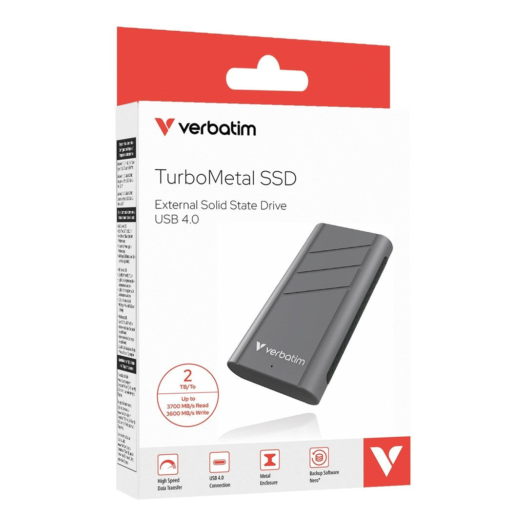 Verbatim TurboMetal SSD USB4 2TB USB Type-C USB4 Gen 2x2 Srebrny