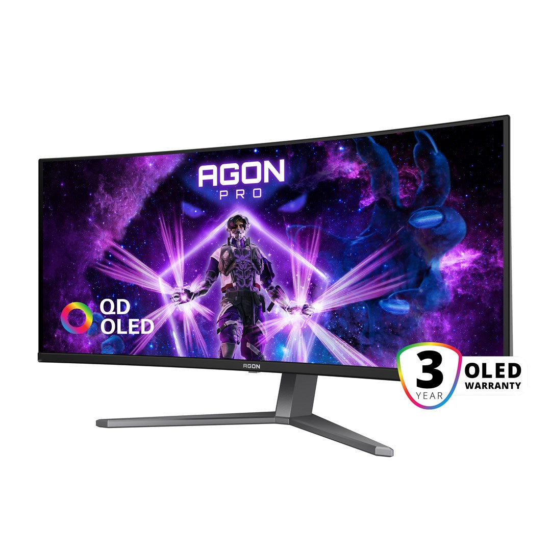 AOC AGON PRO AG346UCD monitor komputerowy 86,4 cm (34") 3440 x 1440 px Wide Quad HD QD-OLED Czarny, Szary