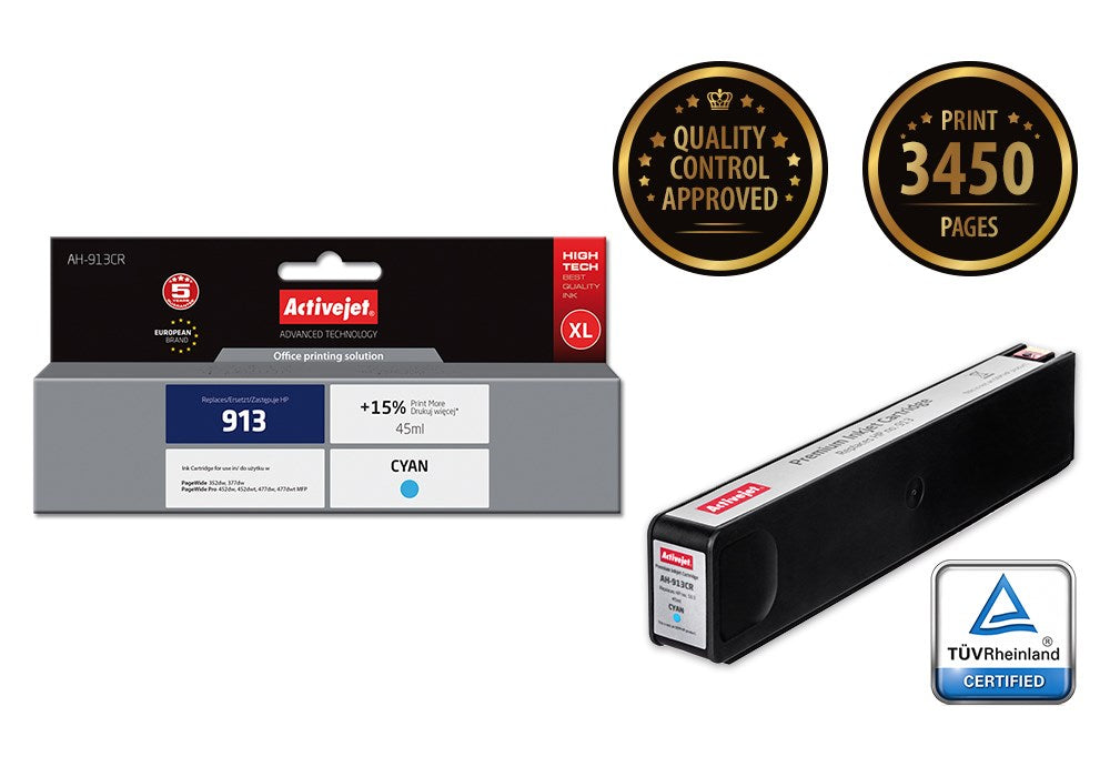 Activejet AH-913CR Tusz (zamiennik HP 913 F6T77AE; Premium; 45 ml; niebieski)